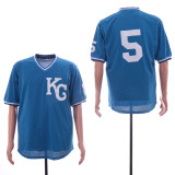 Kansas City Royals 5 George Brett Baseball Jersey Blue retro net eye