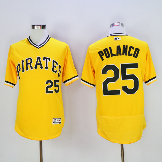 Pittsburgh Pirates 25 Gregory Polanco Flexbase Baseball Jersey Yellow