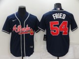 Nike Atlanta Braves 54 Max Fried Baseball Jersey Navy Blue