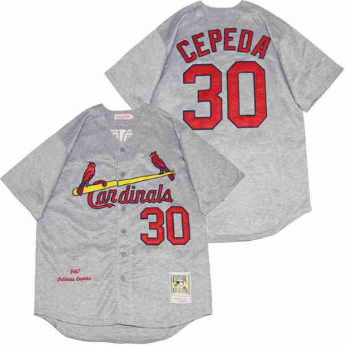 St.Louis Cardinals 30 Orlando Cepeda Baseball Jersey Gray Retro