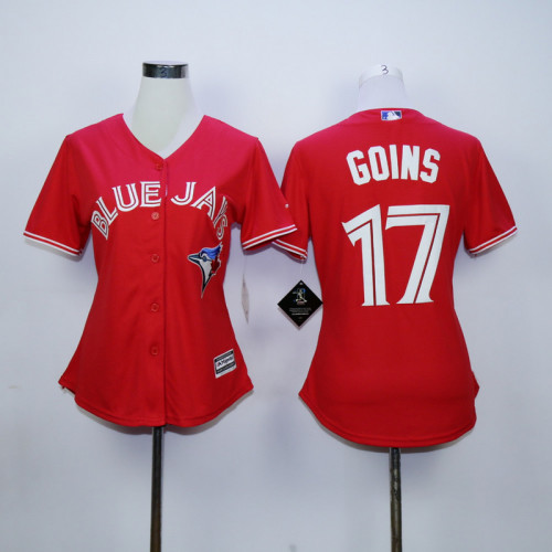 Women Toronto Blue Jays 17 Ryan Goins Baseball Jersey Red