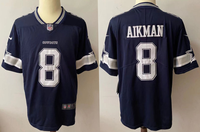 Dallas Cowboys 8 Troy Aikman Football Jersey Navy Blue