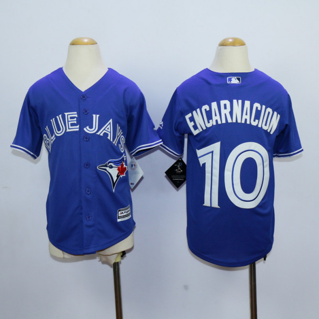 Youth Toronto Blue Jays 10 Edwin Encarnacion Baseball Jersey Blue