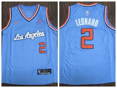 Nike L.A. Clippers 2 Kawhi Leonard Basketball Jersey Light Blue Retro