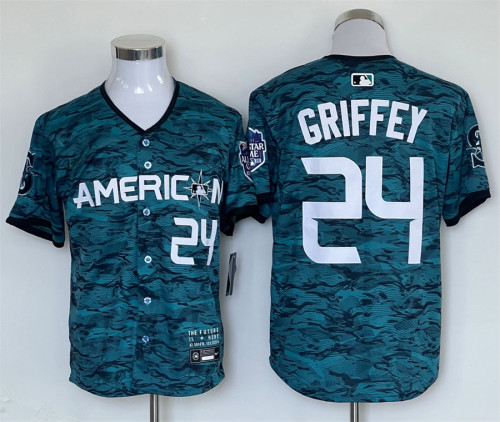 All Star Nike Seattle Mariners 24 Ken Griffey Baseball Jersey GREEN