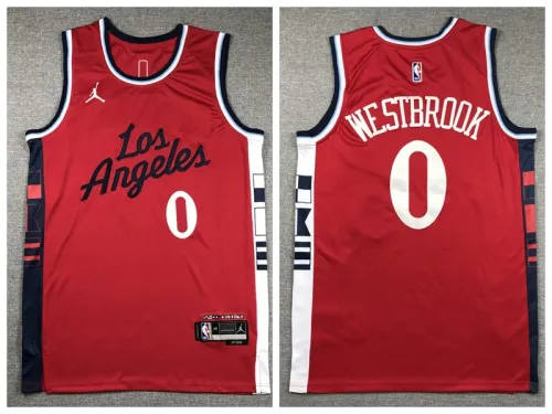 Jordan L.A. Clippers 0 Russell Westbrook Basketball Jersey Red