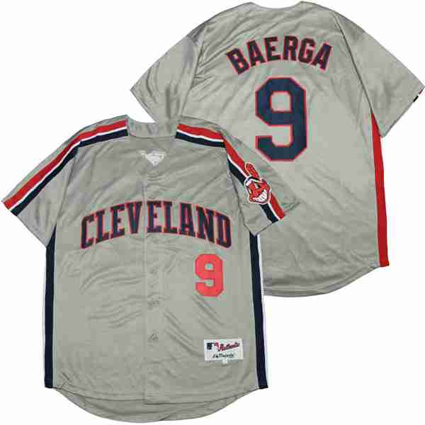 Cleveland indians 9 Carlos Baerga Baseball Jersey Gray Retro