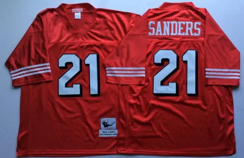 San Francisco 49ers 21 Deion Sanders Football Jersey Red Retro