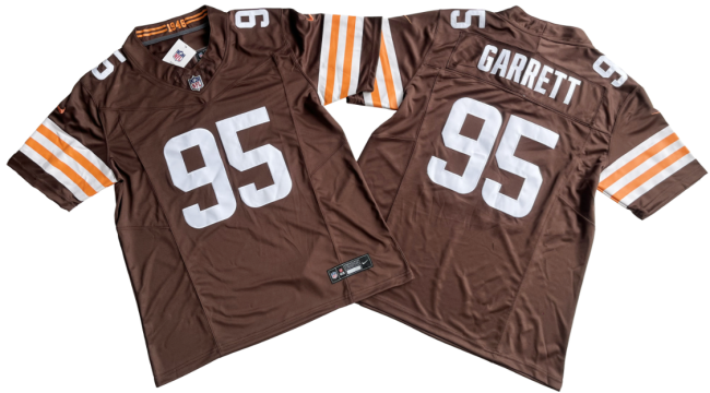 Cleveland Browns 95 Myles Garrett Football Jersey Brown Three Dynasties
