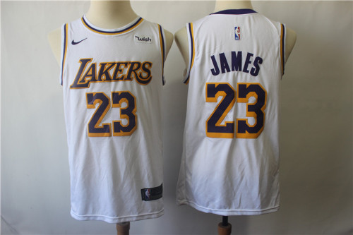 Nike Circular collar Los Angeles Lakers 23 LeBron James Basketball Jersey White Fan