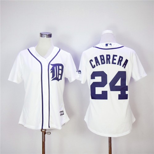 Women Detroit Tigers 24 Miguel Cabrera Baseball Jersey White