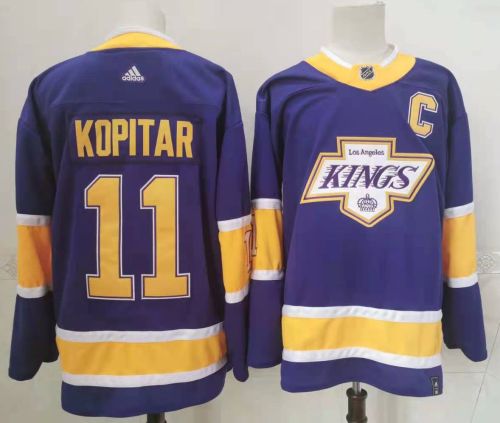 Adidas Los Angeles Kings 11 Anze Kopitar Ice Hockey Jersey Purple