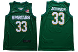 Michigan State Spartans 33 Magic Johnson College Basketball Jersey Green