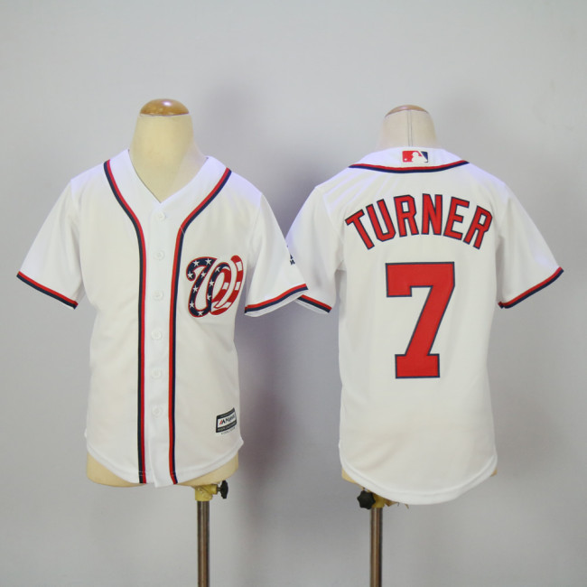 Youth Washington Nationals 7 Trea Turner Baseball Jersey White