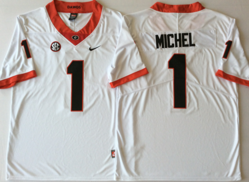 GEORGIA bulldogs 1 Sony Michel Limited College Football Jersey White