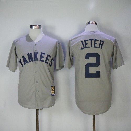 New York Yankees 2 Derek Jeter Baseball Jersey Gray Retro