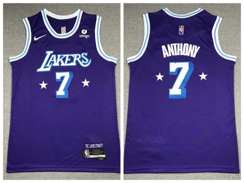 Nike Los Angeles Lakers 7 Carmelo Anthony Basketball Jersey purple 75th Anniversary Edition