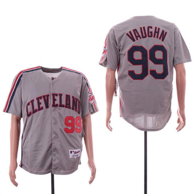 Cleveland indians 99 Rick Vaughn Baseball Jersey Gray Retro