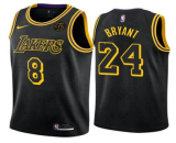 Nike Los Angeles Lakers 8 and 24 Kobe Bryant Basketball Jersey Black city edition with KB mark