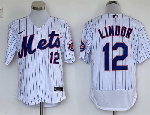 Nike New York Mets 12 Francisco Lindor Flexbase Baseball Jersey White