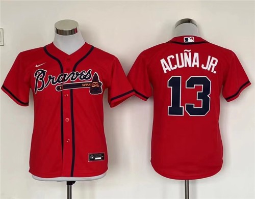Youth Nike Atlanta Braves 13 Ronald Acuña Jr.Baseball Jersey Red