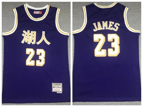 Los Angeles Lakers 23 LeBron James Basketball Jersey Purple Retro