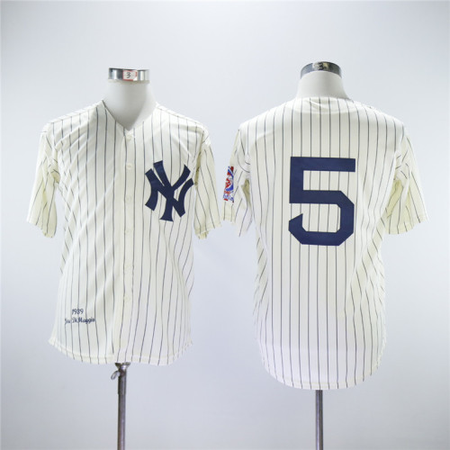 New York Yankees 5 Joe DiMaggio Baseball Jersey 1939 Beige Retro