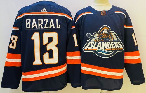 Adidas New York Islanders 13 Mathew Barzal Ice Hockey Jersey Navy Blue