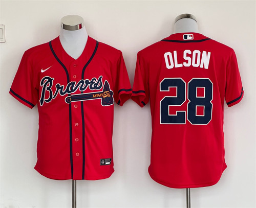 Nike Atlanta Braves 28 Matt Olson Baseball Jersey Red