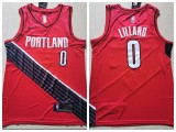 Nike Portland Trail Blaze 0 Damian Lillard Basketball Jersey Red City Edition