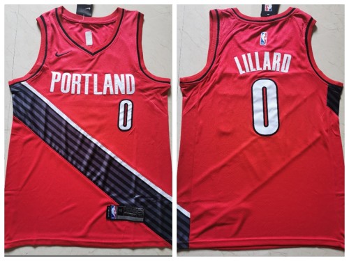 Nike Portland Trail Blaze 0 Damian Lillard Basketball Jersey Red City Edition