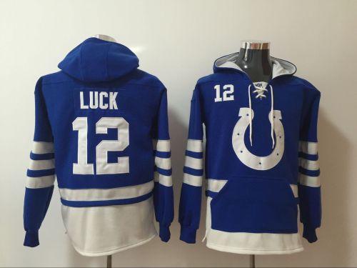 Indianapolis Colts 12 Andrew Luck Hoodies Football Jersey Blue
