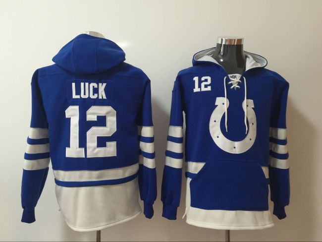 Indianapolis Colts 12 Andrew Luck Hoodies Football Jersey Blue