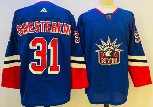 Adidas New York Rangers 31 Igor Shesterkin Ice Hockey Jersey Blue