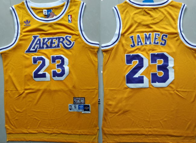 Adidas Circular collar Los Angeles Lakers 23 LeBron James Basketball Jersey Yellow Fan