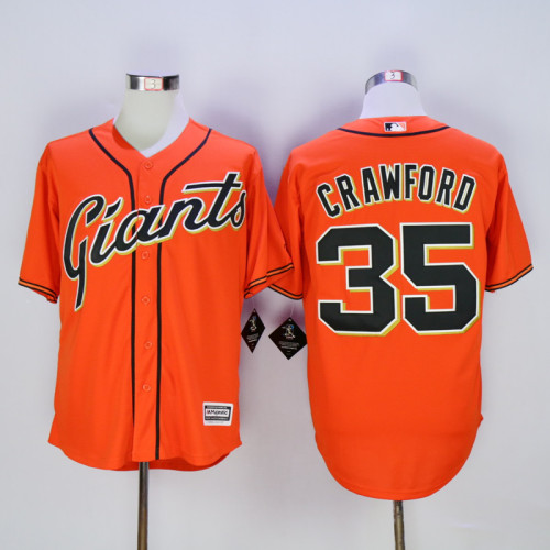 San Francisco Giants 35 Brandon Crawford  Baseball Jersey Orange Fans