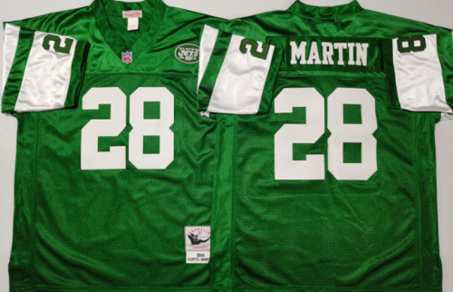 New York Jets 28 Curtis Martin Football Jersey Green Retro