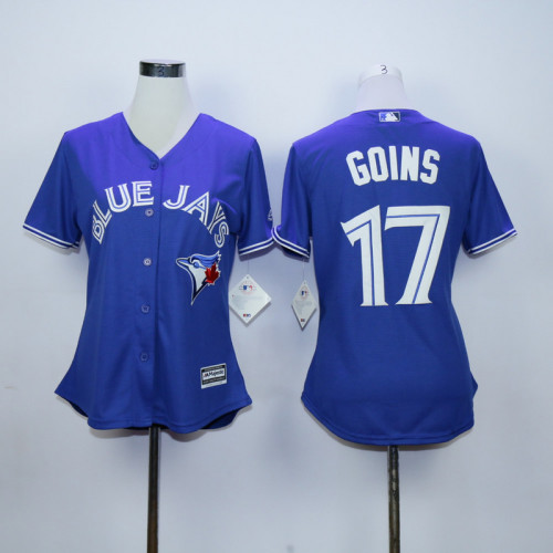 Women Toronto Blue Jays 17 Ryan Goins Baseball Jersey Blue