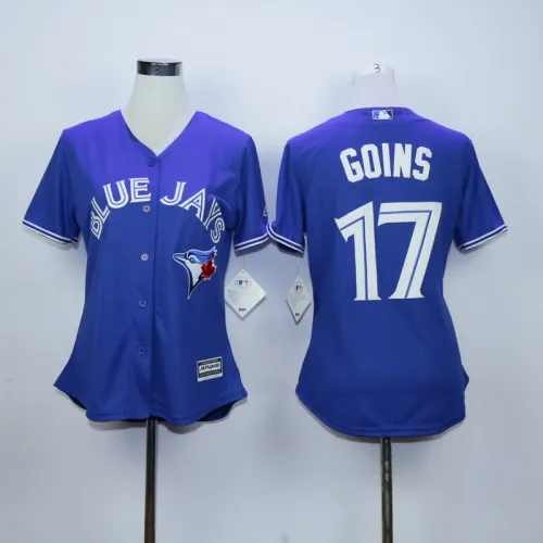 Women Toronto Blue Jays 17 Ryan Goins Baseball Jersey Blue