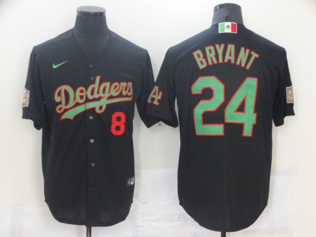 Nike Los Angeles Dodgers 8 and 24 Kobe Bryant Baseball Jersey Black