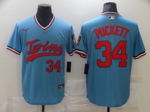 Nike Minnesota Twins 34 Kirby Puckett Baseball Jersey Blue