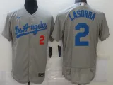 Nike Los Angeles Dodgers 2 Tommy Lasorda Flexbase Baseball Jersey Gray