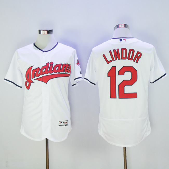 Cleveland indians 12 Francisco Lindor Flexbase Baseball Jersey White