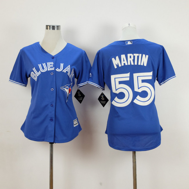 Women Toronto Blue Jays 55 Russell Martin Baseball Jersey Blue