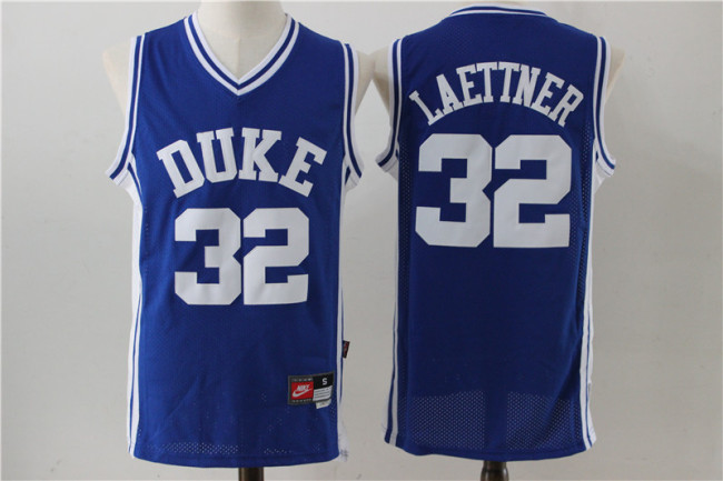 Duke Blue Devils 32 Christian Laettner Basketball Jersey Blue