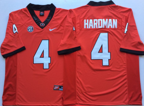 Georgia Bulldogs 4 Mecole Hardman College Football Jersey Red