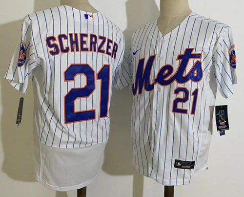 Nike New York Mets 21 Max Scherzer Flexbase Baseball Jersey White
