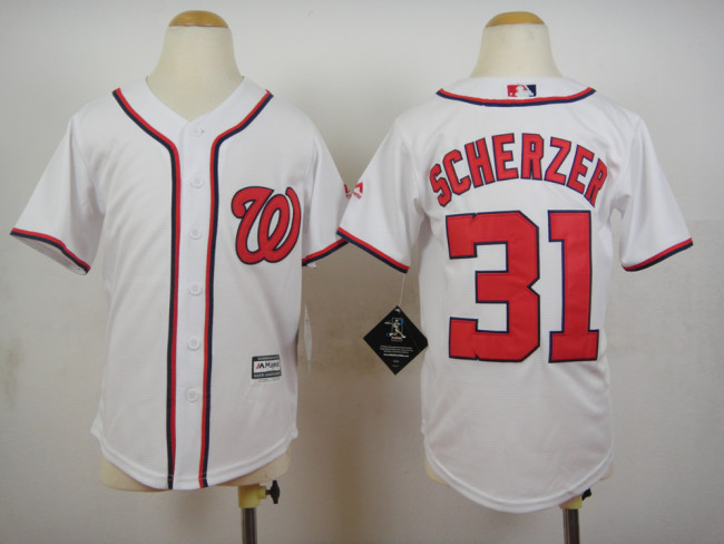 Youth Washington Nationals 31 Max Scherzer Baseball Jersey White