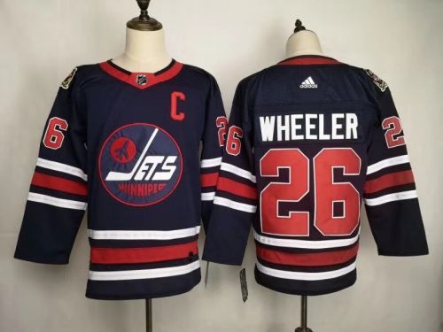 Adidas Classic Winnipeg Jets 26 Blake Wheeler Ice Hockey Jersey Navy Blue