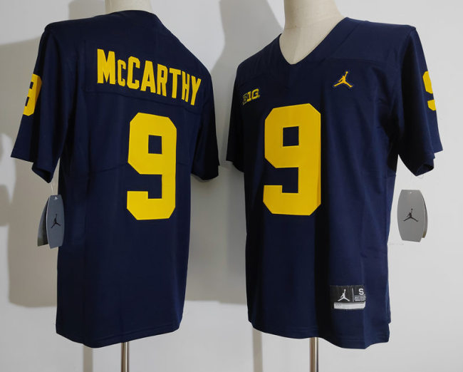 Brand Michigan Wolverines 9 J.J. McCarthy College Football Jersey Navy Blue
